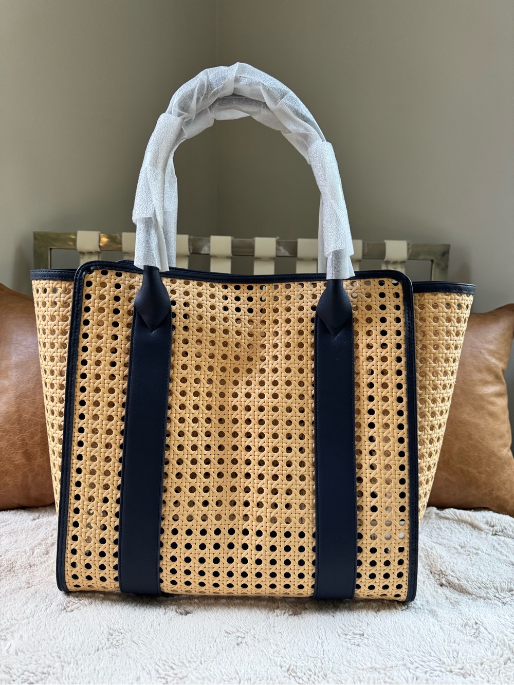Mark & Graham Waterproof Caning Tote in Navy - Picture 5 of 13
